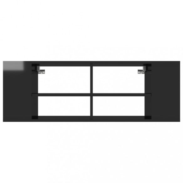 magasfényű fekete szerelt fa falra szerelhető TV-szekrény