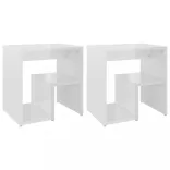 2 db magasfényű fehér szerelt fa éjjeliszekrény 40 x 30 x 40 cm