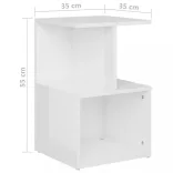 magasfényű fehér szerelt fa éjjeliszekrény 35 x 35 x 55 cm
