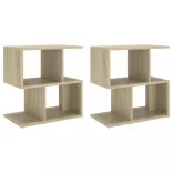 2 db sonoma tölgy színű szerelt fa éjjeliszekrény 50x30x51,5 cm