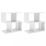 2 db magasfényű fehér szerelt fa éjjeliszekrény 50x30x51,5cm