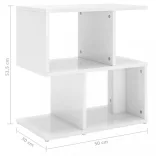 2 db magasfényű fehér szerelt fa éjjeliszekrény 50x30x51,5cm