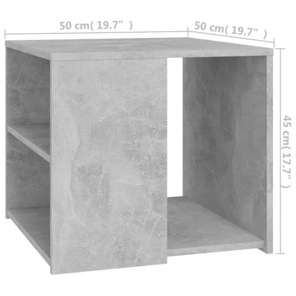 betonszürke szerelt fa kisasztal 50 x 50 x 45 cm