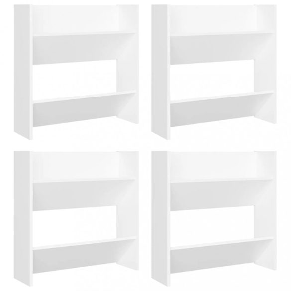 4 db fehér szerelt fa fali cipősszekrény 60 x 18 x 60 cm