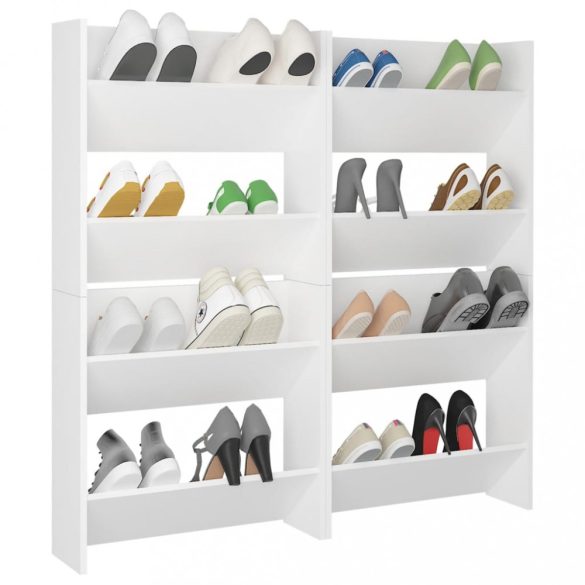 4 db fehér szerelt fa fali cipősszekrény 60 x 18 x 60 cm