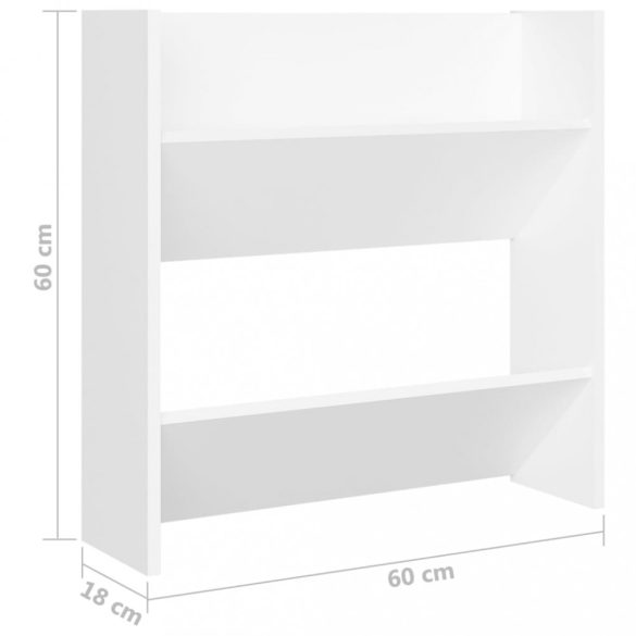 4 db fehér szerelt fa fali cipősszekrény 60 x 18 x 60 cm