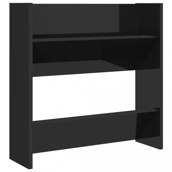 2 db magasfényű fekete szerelt fa fali cipősszekrény 60x18x60cm