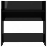 4 db magasfényű fekete szerelt fa fali cipősszekrény 60x18x60cm