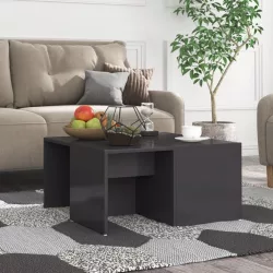   4 db magasfényű szürke szerelt fa dohányzóasztal 33x33x33 cm