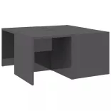 4 db magasfényű szürke szerelt fa dohányzóasztal 33x33x33 cm