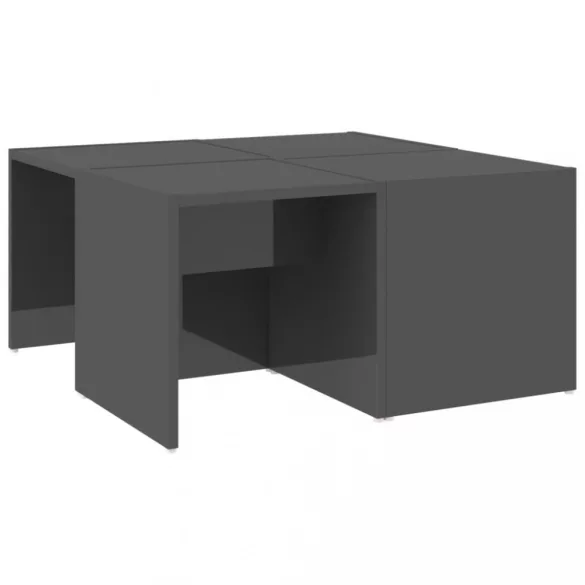 4 db magasfényű szürke szerelt fa dohányzóasztal 33x33x33 cm