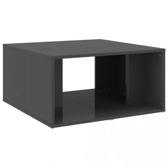 4 db magasfényű szürke szerelt fa dohányzóasztal 33x33x33 cm