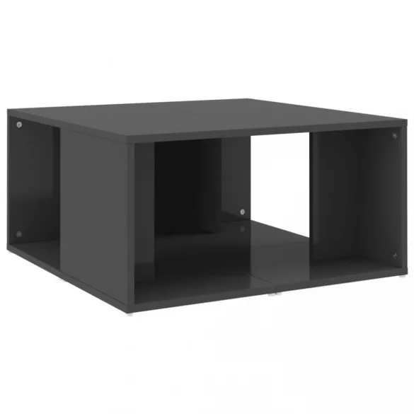 4 db magasfényű szürke szerelt fa dohányzóasztal 33x33x33 cm
