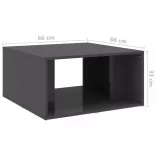 4 db magasfényű szürke szerelt fa dohányzóasztal 33x33x33 cm