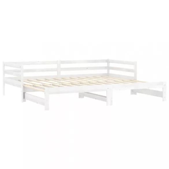 fehér tömör fenyőfa kihúzható kanapéágy 2 x (90 x 200) cm