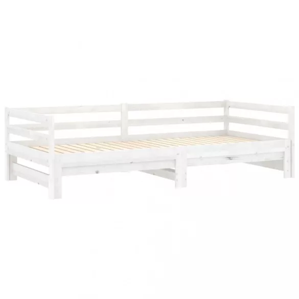 fehér tömör fenyőfa kihúzható kanapéágy 2 x (90 x 200) cm