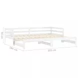 fehér tömör fenyőfa kihúzható kanapéágy 2 x (90 x 200) cm