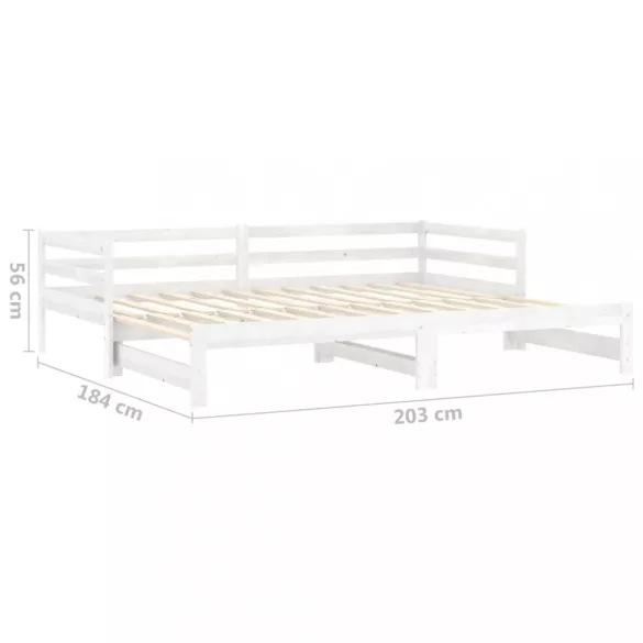 fehér tömör fenyőfa kihúzható kanapéágy 2 x (90 x 200) cm
