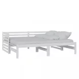 fehér tömör fenyőfa kihúzható kanapéágy 2 x (90 x 200) cm