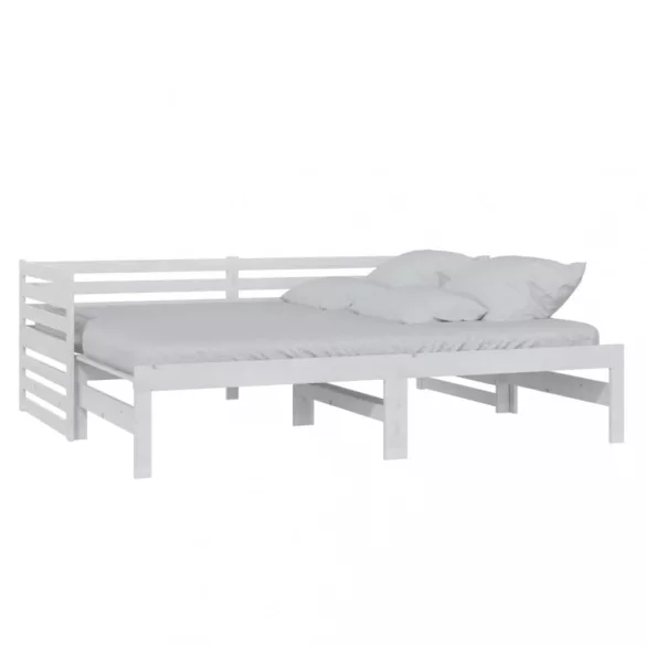 fehér tömör fenyőfa kihúzható kanapéágy 2 x (90 x 200) cm