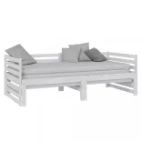 fehér tömör fenyőfa kihúzható kanapéágy 2 x (90 x 200) cm