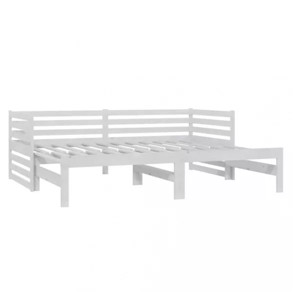 fehér tömör fenyőfa kihúzható kanapéágy 2 x (90 x 200) cm