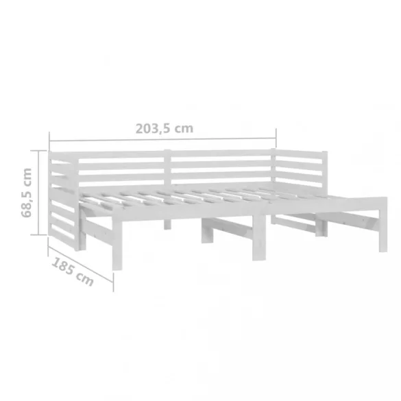 fehér tömör fenyőfa kihúzható kanapéágy 2 x (90 x 200) cm