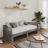szürke tömör fenyőfa kihúzható kanapéágy 2 x (90 x 200) cm