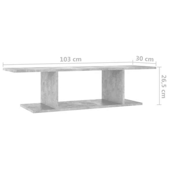 betonszürke falra szerelhető TV-szekrény 103 x 30 x 26,5 cm