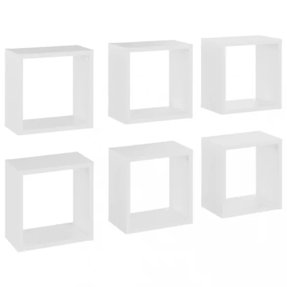 6 db fehér kocka fali polc 26 x 15 x 26 cm