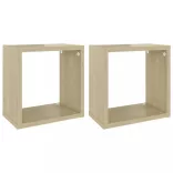 2 db sonoma-tölgyszínű forgácslap fali kockapolc 26x15x26 cm