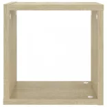 4 db sonoma tölgy színű szerelt fa fali kockapolc 26x15x26 cm