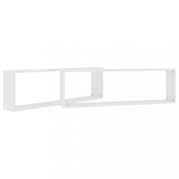 2 db fehér szerelt fa fali polc 100 x 15 x 30 cm