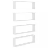 4 db fehér szerelt fa fali polc 100 x 15 x 30 cm
