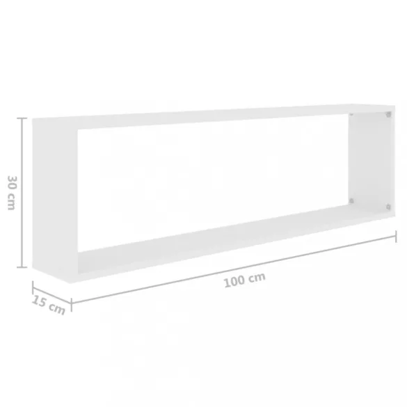 4 db fehér szerelt fa fali polc 100 x 15 x 30 cm