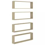 4 db sonoma tölgy színű szerelt fa fali polc 100x15x30 cm