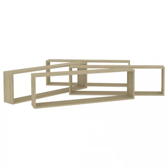 4 db sonoma tölgy színű szerelt fa fali polc 100x15x30 cm