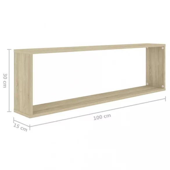 4 db sonoma tölgy színű szerelt fa fali polc 100x15x30 cm