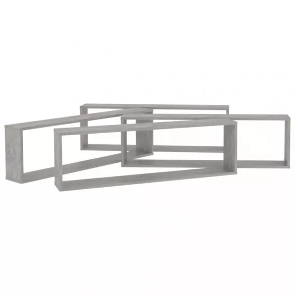 4 db betonszürke szerelt fa fali polc 100 x 15 x 30 cm