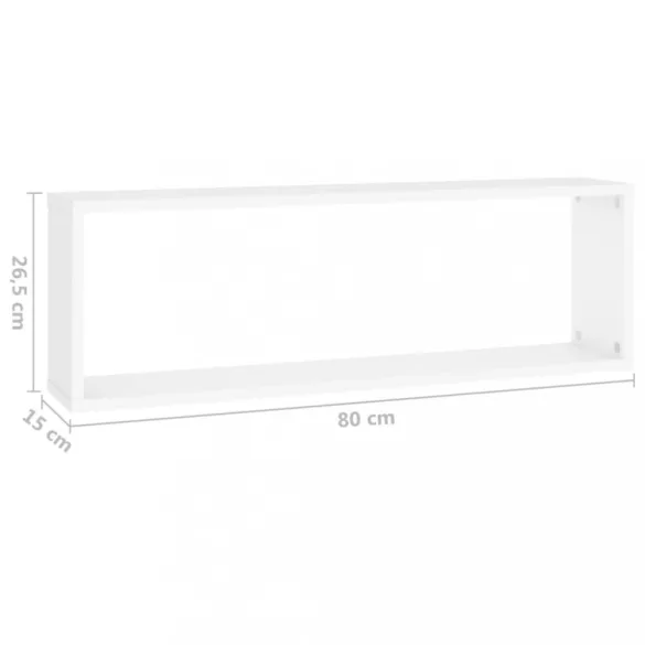 2 db fehér szerelt fa fali kockapolc 80 x 15 x 26,5 cm