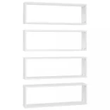 4 db fehér szerelt fa fali kockapolc 80 x 15 x 26,5 cm