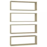 4 db sonoma tölgy színű szerelt fa fali polc 80 x 15 x 26,5 cm