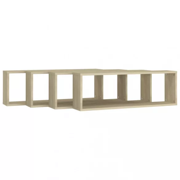 4 db sonoma tölgy színű szerelt fa fali polc 80 x 15 x 26,5 cm