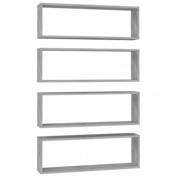 4 db betonszürke szerelt fa fali kockapolc 80 x 15 x 26,5 cm