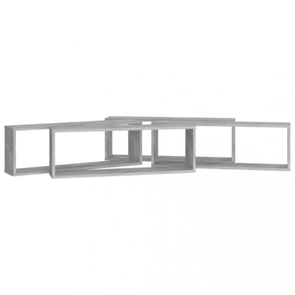 4 db betonszürke szerelt fa fali kockapolc 80 x 15 x 26,5 cm