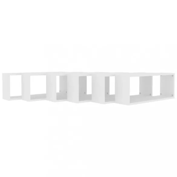 6 db fehér szerelt fa négyszögű fali polc 60 x 15 x 23 cm