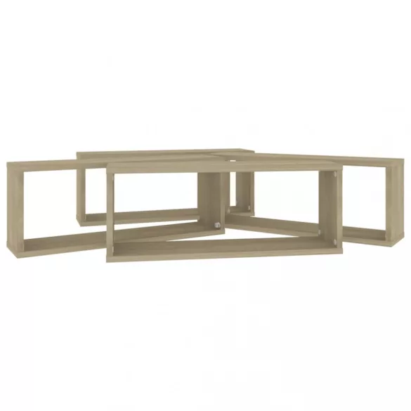 4 db sonoma tölgy szerelt fa négyszögű fali polc 60x15x23cm