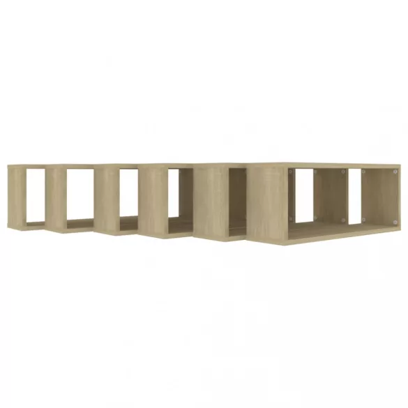 6 db sonoma tölgy szerelt fa négyszögű fali polc 60x15x23cm