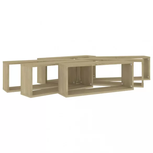 6 db sonoma tölgy szerelt fa négyszögű fali polc 60x15x23cm