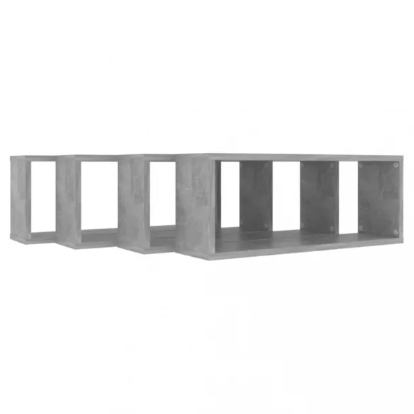 4 db betonszürke szerelt fa négyszögű fali polc 60 x 15 x 23 cm